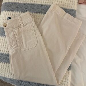 Colette Cropped Wide Leg Corduroy Pants - White